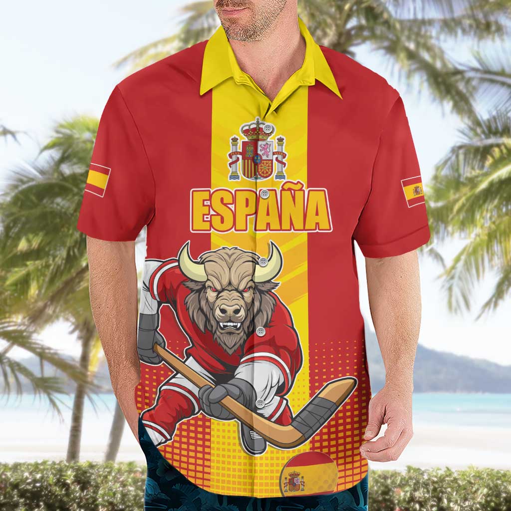Custom Spain Field Hockey Hawaiian Shirt Sporty Style with Bull Mascot