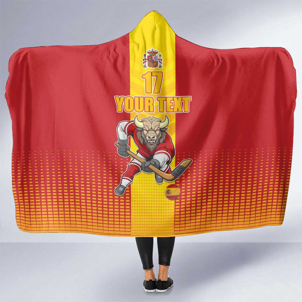 Custom Spain Field Hockey Hooded Blanket Sporty Style with Bull Mascot