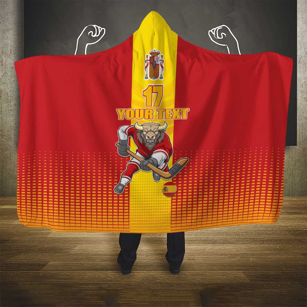 Custom Spain Field Hockey Hooded Blanket Sporty Style with Bull Mascot