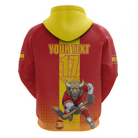Custom Spain Field Hockey Hoodie Sporty Style with Bull Mascot