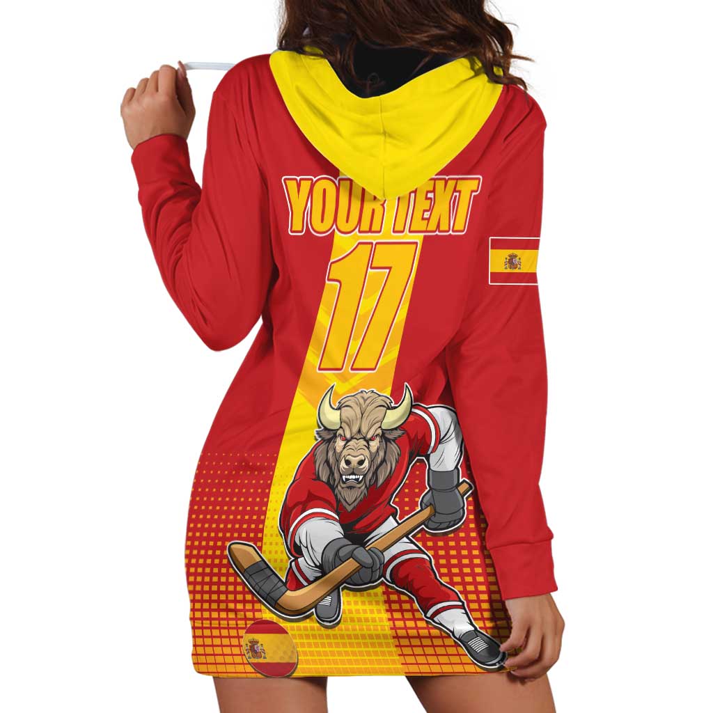 Custom Spain Field Hockey Hoodie Dress Sporty Style with Bull Mascot