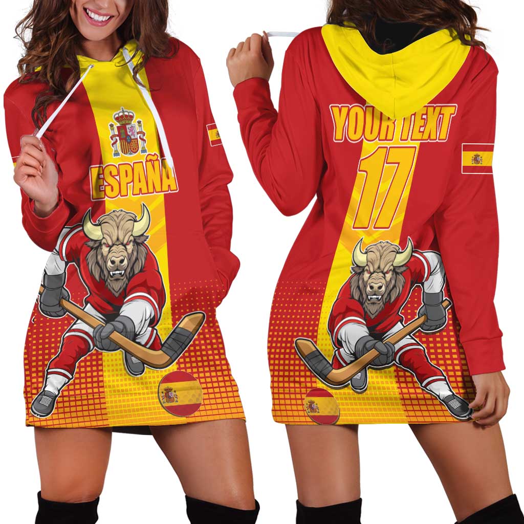 Custom Spain Field Hockey Hoodie Dress Sporty Style with Bull Mascot