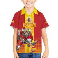 Custom Spain Field Hockey Kid Hawaiian Shirt Sporty Style with Bull Mascot
