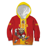 Custom Spain Field Hockey Kid Hoodie Sporty Style with Bull Mascot