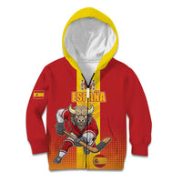 Custom Spain Field Hockey Kid Hoodie Sporty Style with Bull Mascot