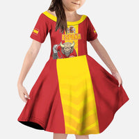 Custom Spain Field Hockey Kid Short Sleeve Dress Sporty Style with Bull Mascot