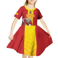 Custom Spain Field Hockey Kid Short Sleeve Dress Sporty Style with Bull Mascot
