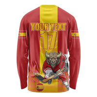 Custom Spain Field Hockey Long Sleeve Shirt Sporty Style with Bull Mascot