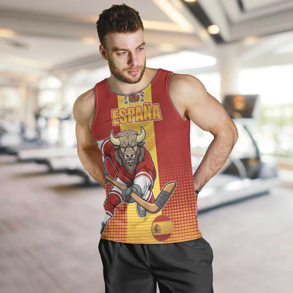 Custom Spain Field Hockey Men Tank Top Sporty Style with Bull Mascot