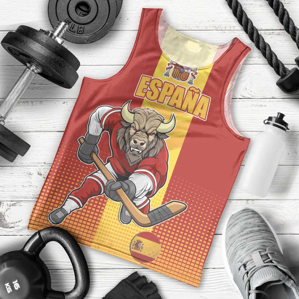 Custom Spain Field Hockey Men Tank Top Sporty Style with Bull Mascot