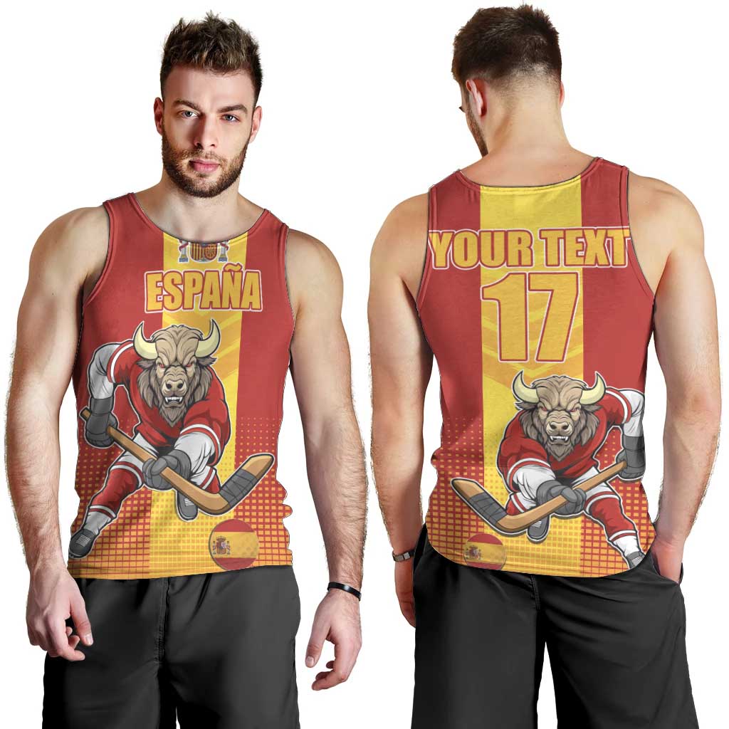 Custom Spain Field Hockey Men Tank Top Sporty Style with Bull Mascot