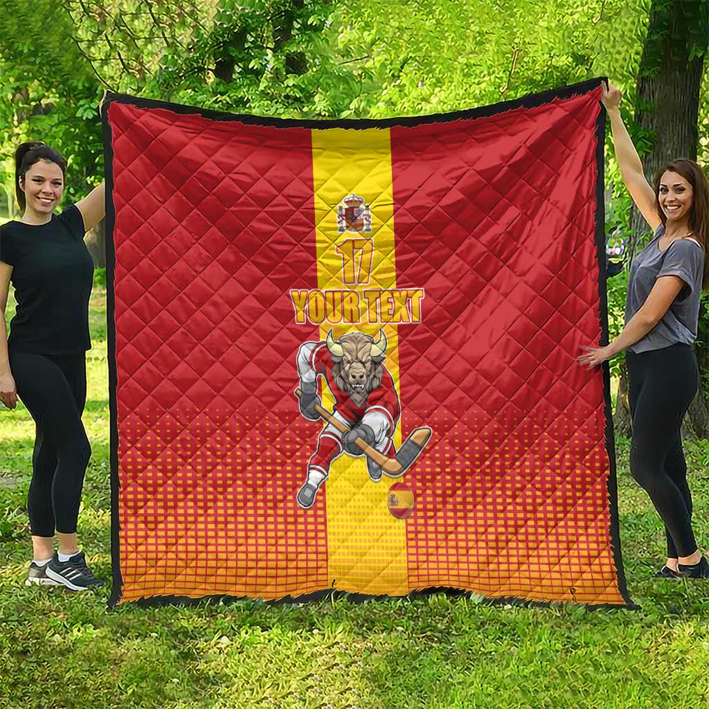 Custom Spain Field Hockey Quilt Sporty Style with Bull Mascot