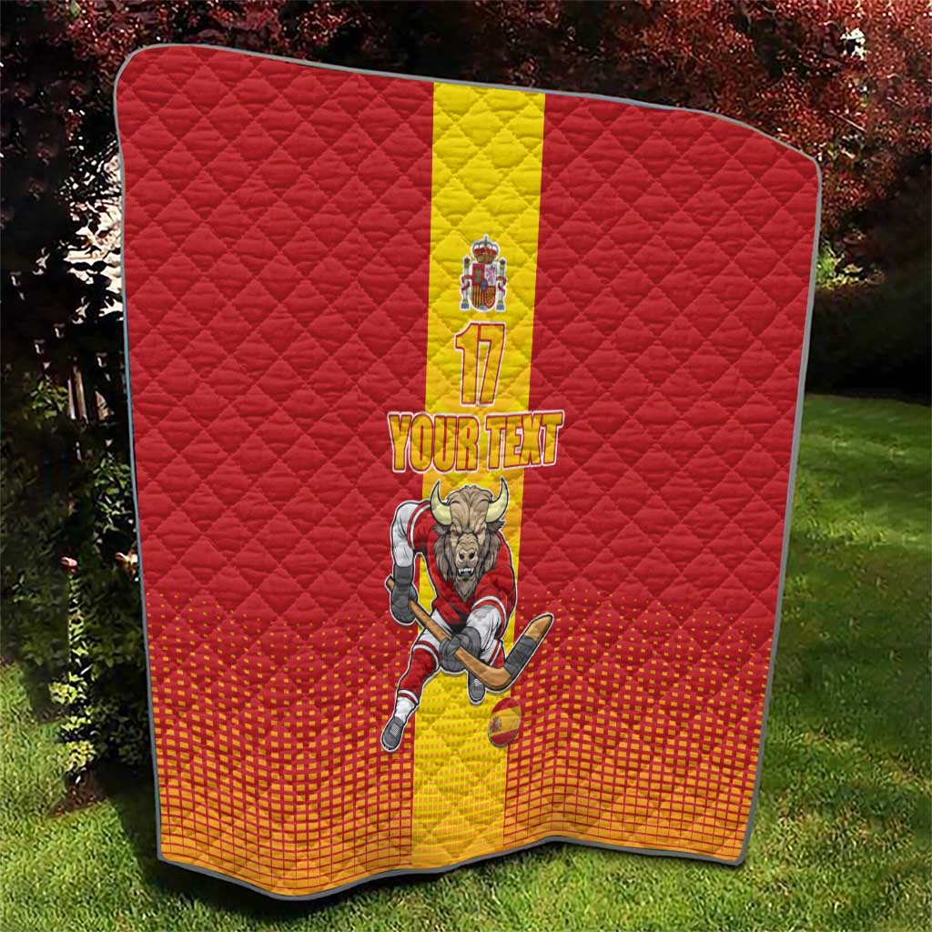 Custom Spain Field Hockey Quilt Sporty Style with Bull Mascot