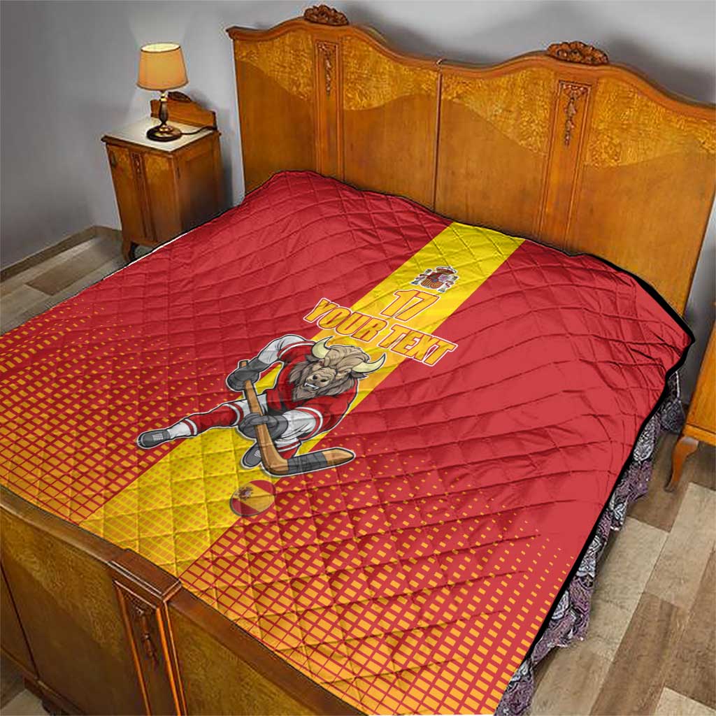 Custom Spain Field Hockey Quilt Sporty Style with Bull Mascot