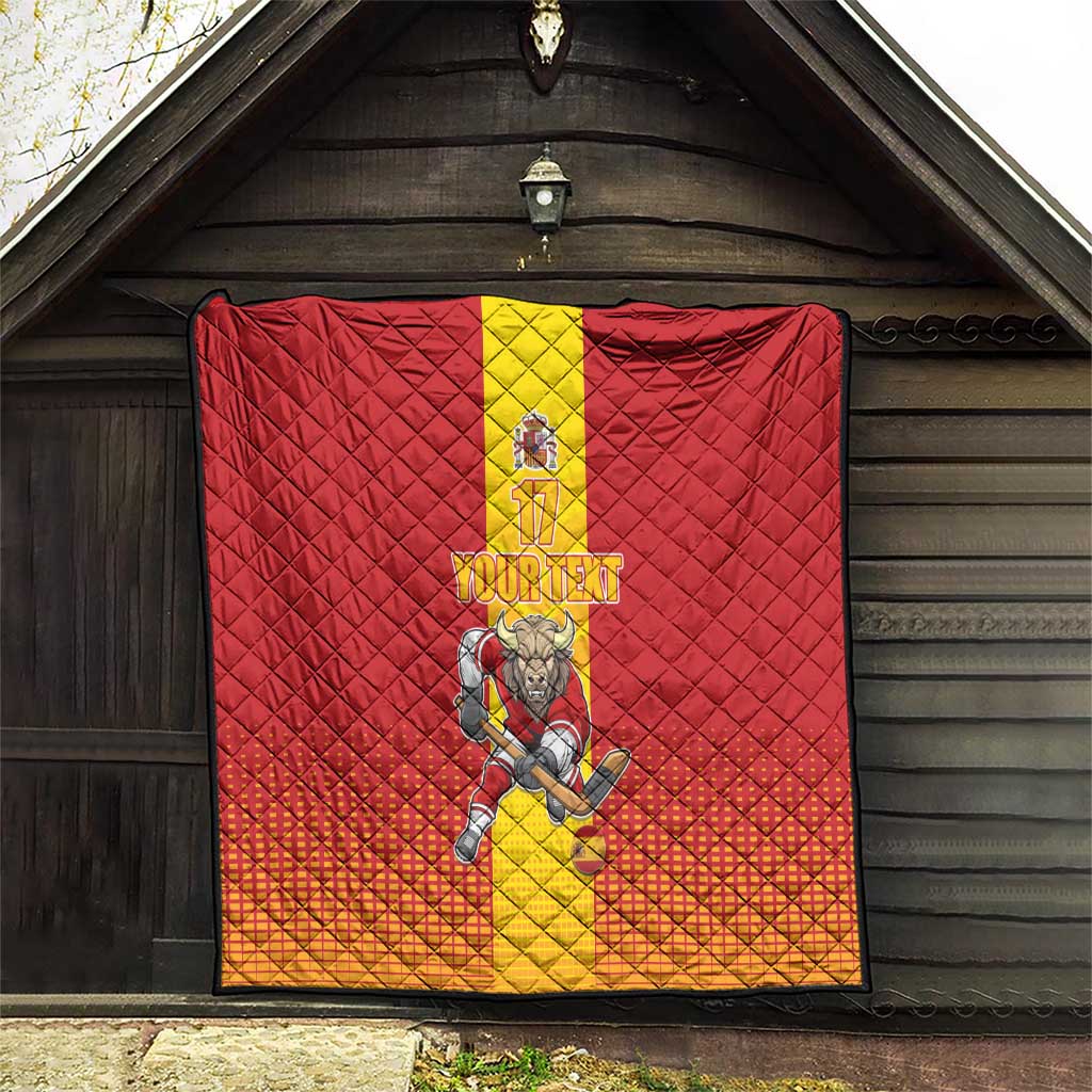 Custom Spain Field Hockey Quilt Sporty Style with Bull Mascot