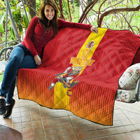 Custom Spain Field Hockey Quilt Sporty Style with Bull Mascot