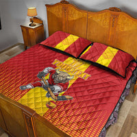 Custom Spain Field Hockey Quilt Bed Set Sporty Style with Bull Mascot