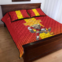 Custom Spain Field Hockey Quilt Bed Set Sporty Style with Bull Mascot
