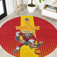 Custom Spain Field Hockey Round Carpet Sporty Style with Bull Mascot