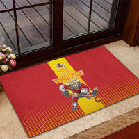 Custom Spain Field Hockey Rubber Doormat Sporty Style with Bull Mascot