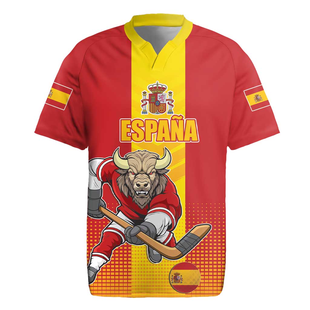Custom Spain Field Hockey Rugby Jersey Sporty Style with Bull Mascot