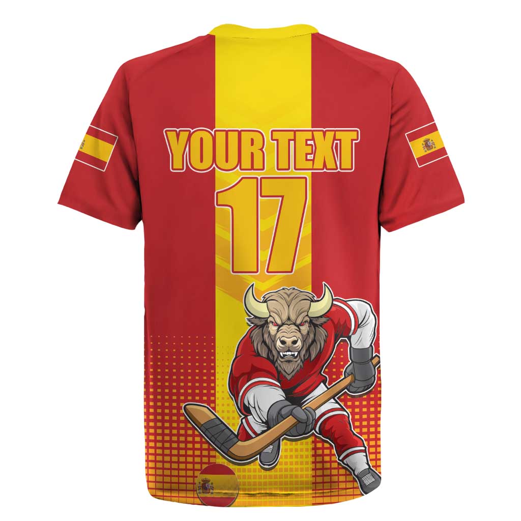 Custom Spain Field Hockey Rugby Jersey Sporty Style with Bull Mascot