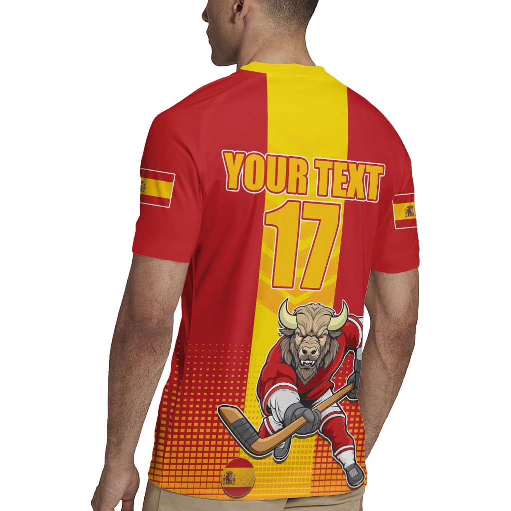 Custom Spain Field Hockey Rugby Jersey Sporty Style with Bull Mascot