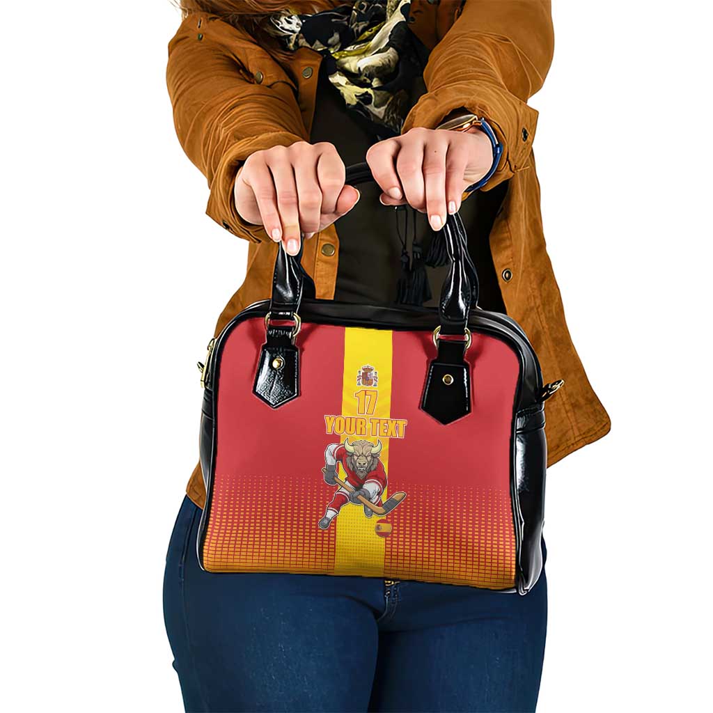 Custom Spain Field Hockey Shoulder Handbag Sporty Style with Bull Mascot