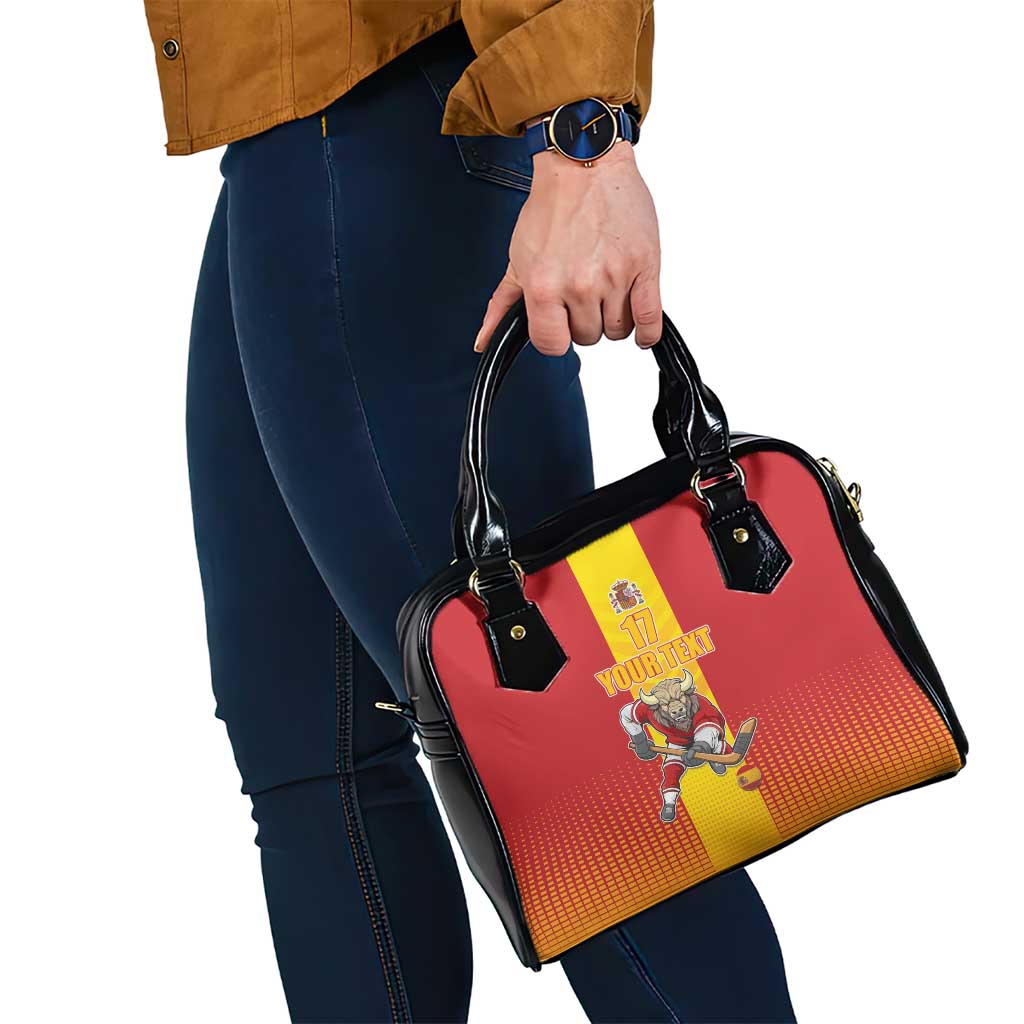 Custom Spain Field Hockey Shoulder Handbag Sporty Style with Bull Mascot