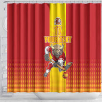 Custom Spain Field Hockey Shower Curtain Sporty Style with Bull Mascot