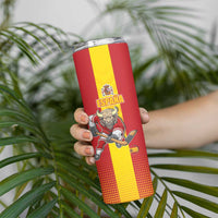Custom Spain Field Hockey Skinny Tumbler Sporty Style with Bull Mascot