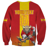 Custom Spain Field Hockey Sweatshirt Sporty Style with Bull Mascot