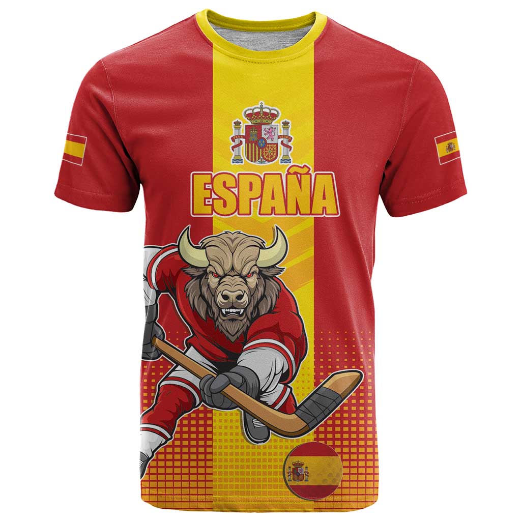 Custom Spain Field Hockey T Shirt Sporty Style with Bull Mascot