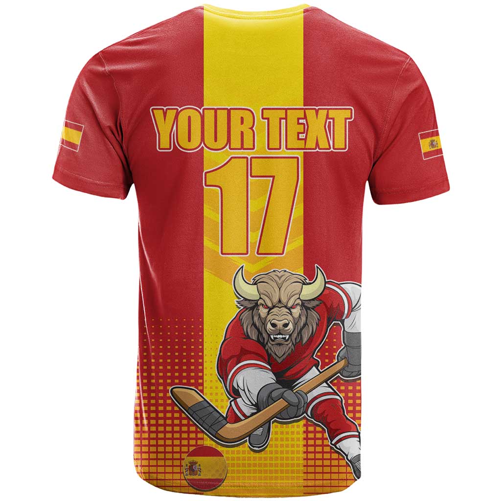 Custom Spain Field Hockey T Shirt Sporty Style with Bull Mascot