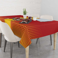 Custom Spain Field Hockey Tablecloth Sporty Style with Bull Mascot