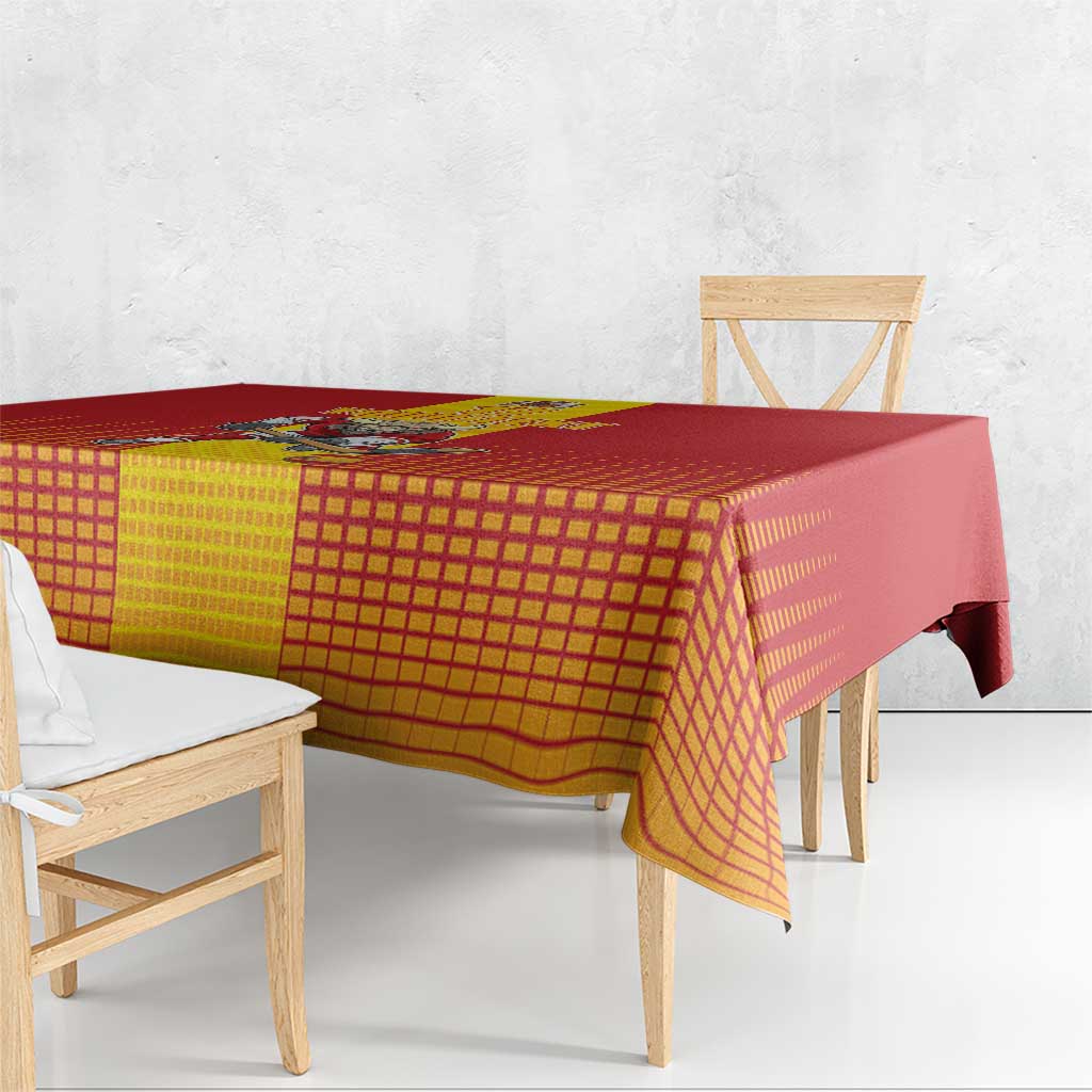 Custom Spain Field Hockey Tablecloth Sporty Style with Bull Mascot