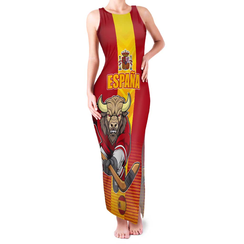 Custom Spain Field Hockey Tank Maxi Dress Sporty Style with Bull Mascot