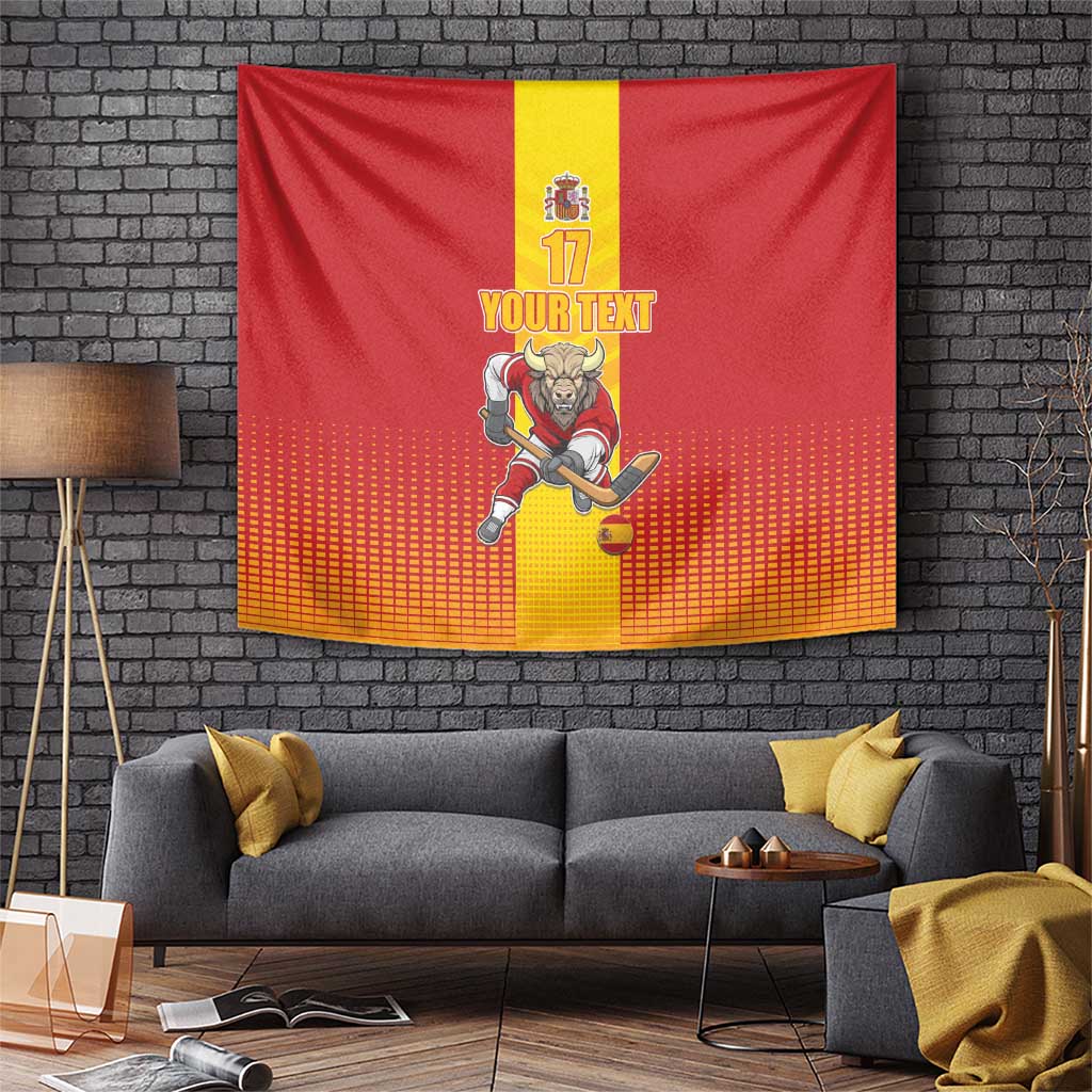Custom Spain Field Hockey Tapestry Sporty Style with Bull Mascot
