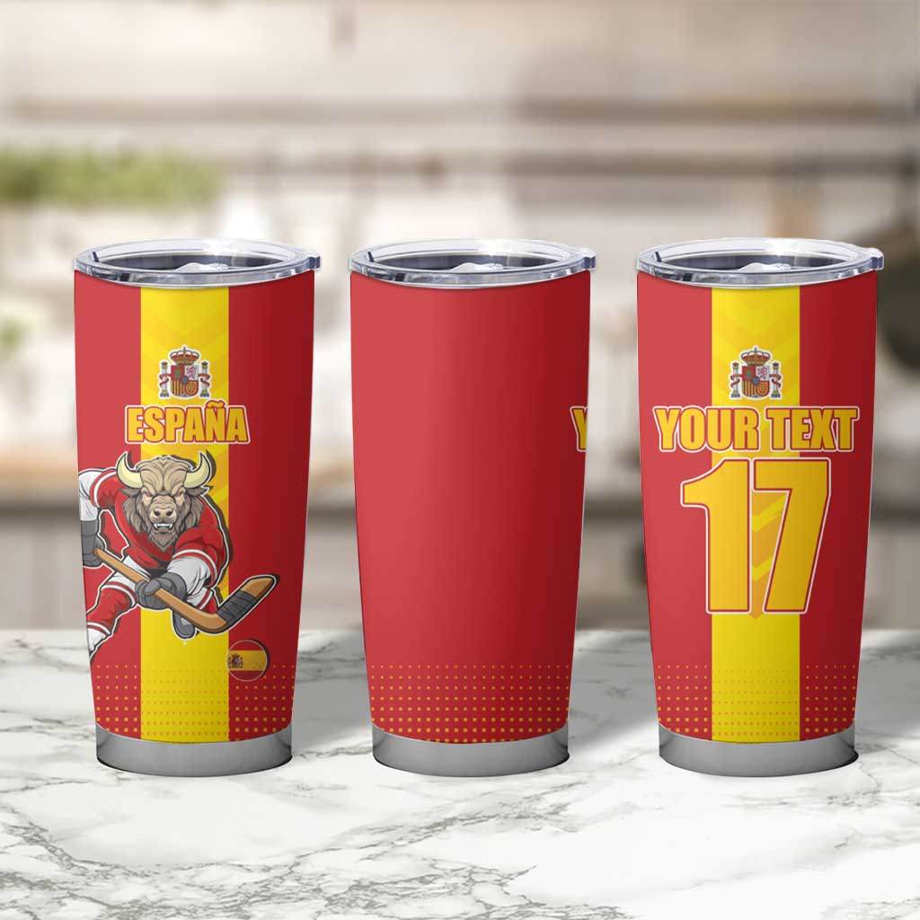 Custom Spain Field Hockey Tumbler Cup Sporty Style with Bull Mascot