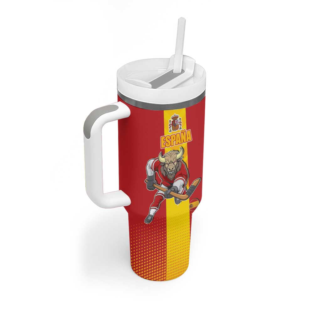 Custom Spain Field Hockey Tumbler With Handle Sporty Style with Bull Mascot