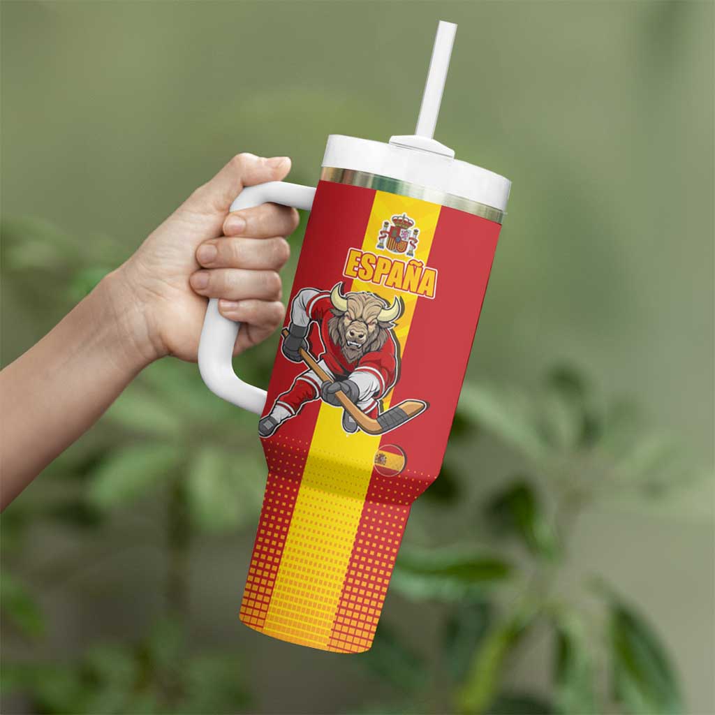 Custom Spain Field Hockey Tumbler With Handle Sporty Style with Bull Mascot