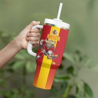 Custom Spain Field Hockey Tumbler With Handle Sporty Style with Bull Mascot