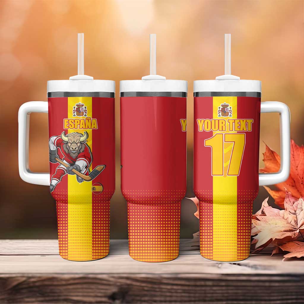 Custom Spain Field Hockey Tumbler With Handle Sporty Style with Bull Mascot