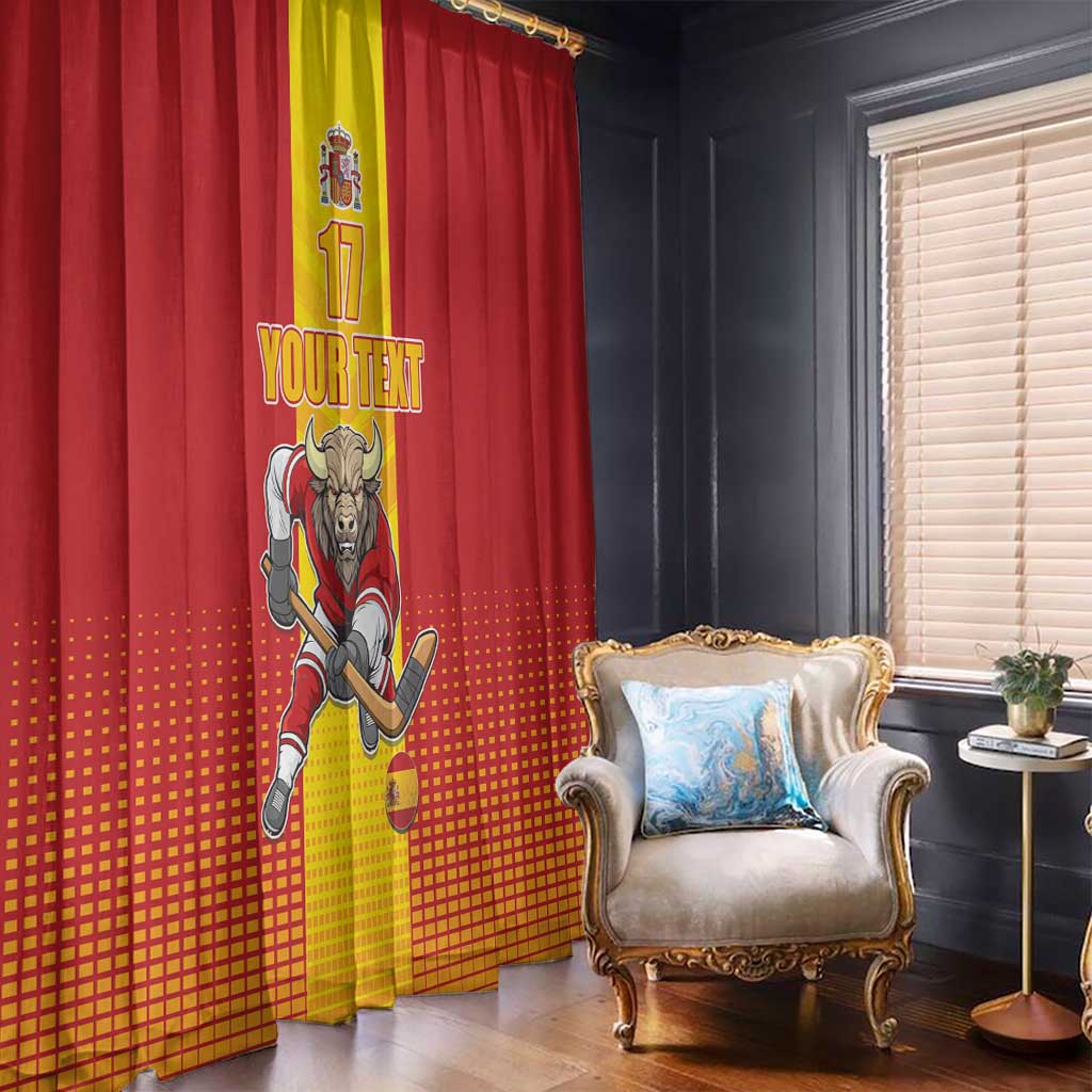 Custom Spain Field Hockey Window Curtain Sporty Style with Bull Mascot