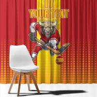 Custom Spain Field Hockey Window Curtain Sporty Style with Bull Mascot