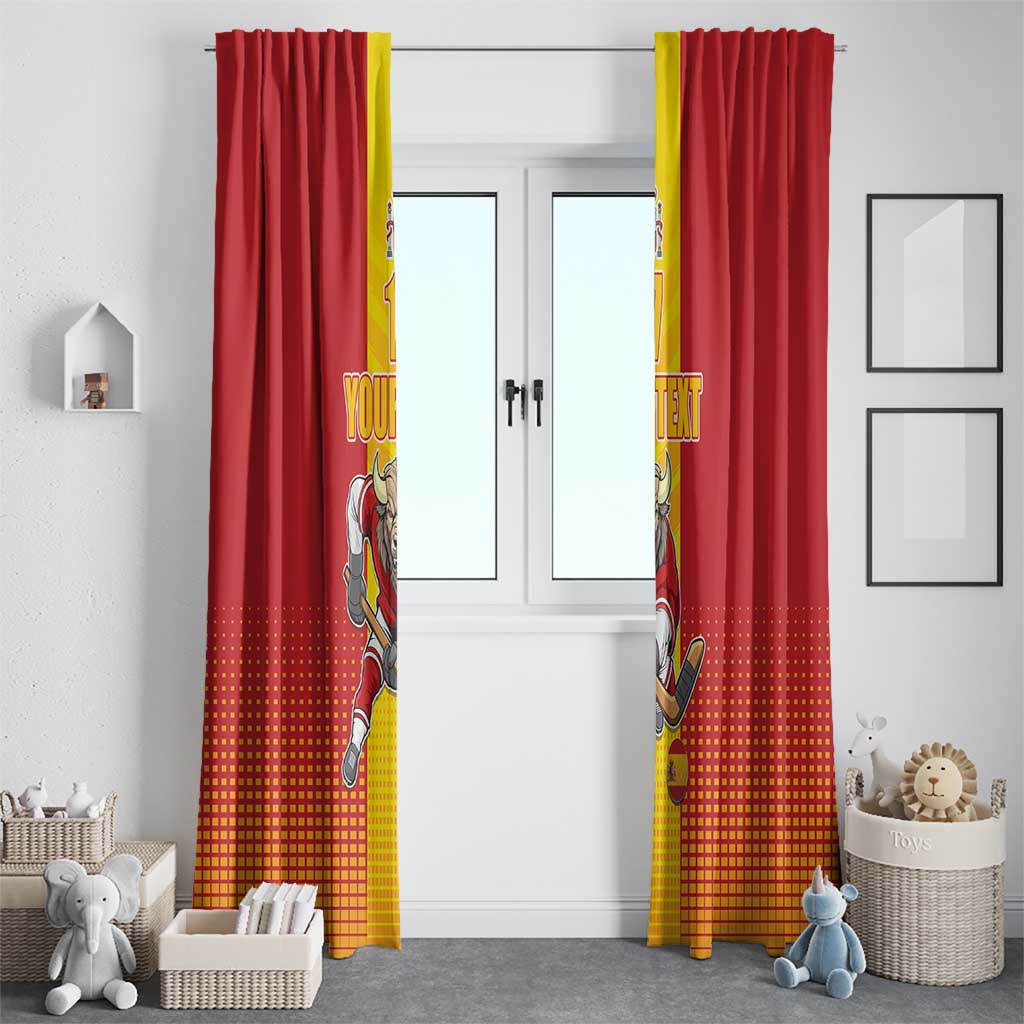Custom Spain Field Hockey Window Curtain Sporty Style with Bull Mascot