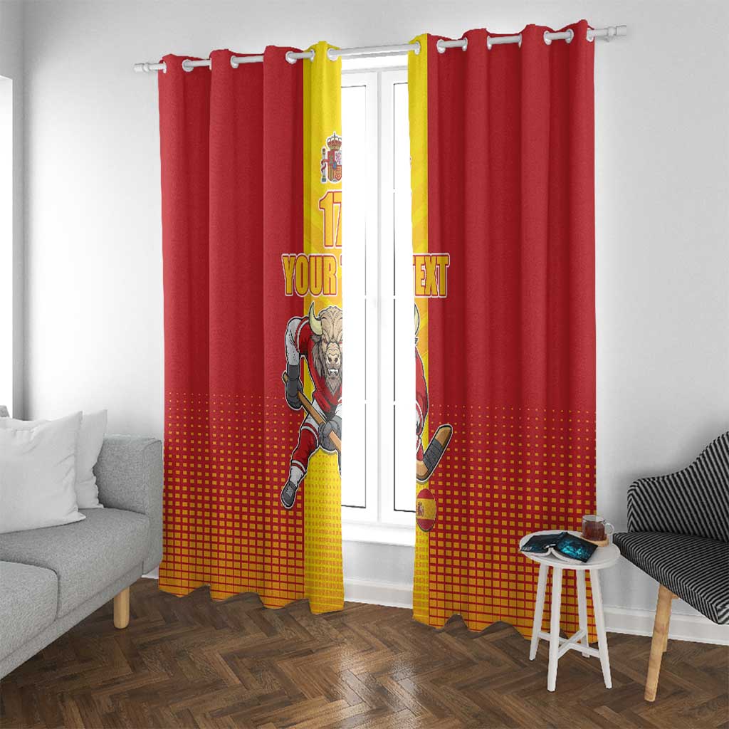 Custom Spain Field Hockey Window Curtain Sporty Style with Bull Mascot