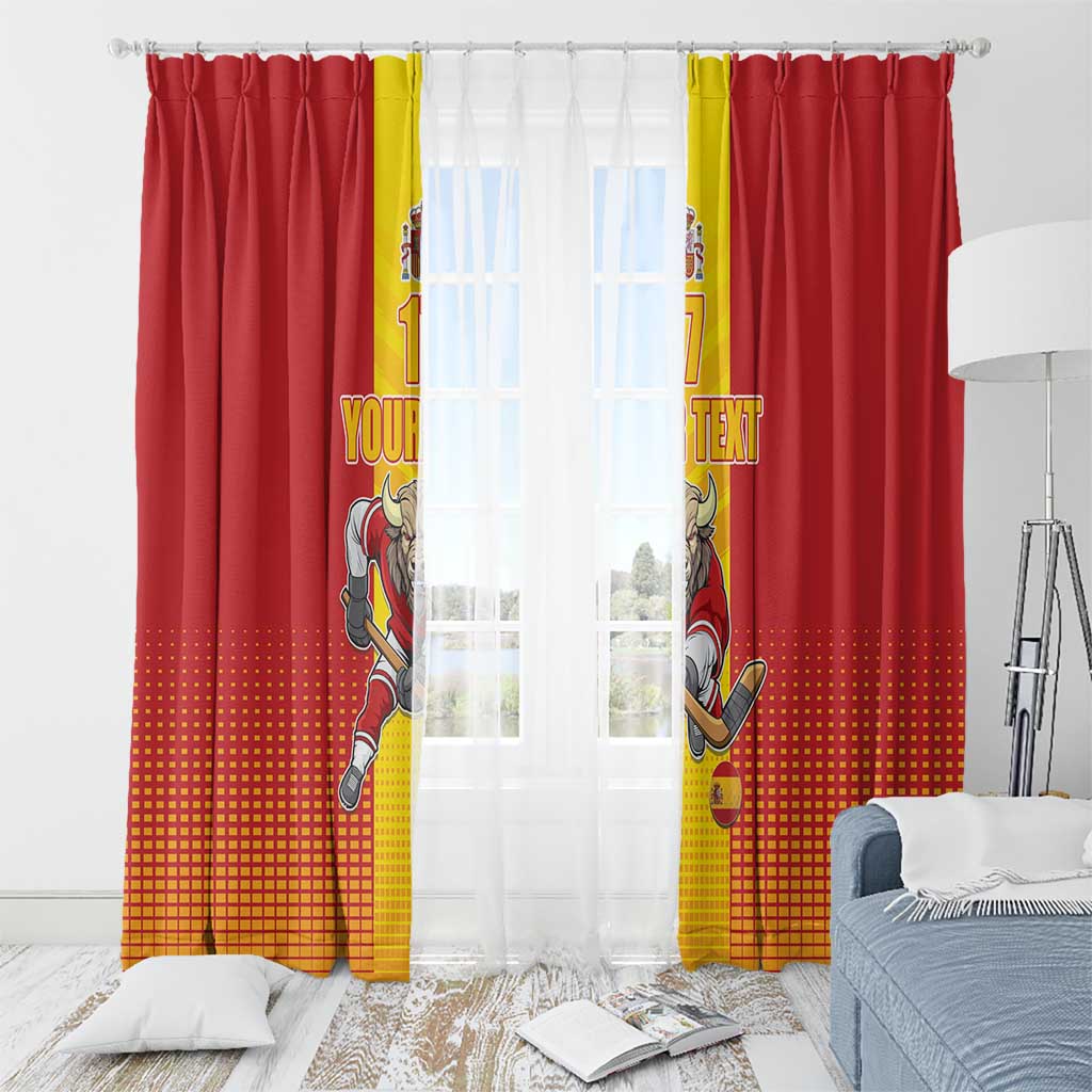 Custom Spain Field Hockey Window Curtain Sporty Style with Bull Mascot