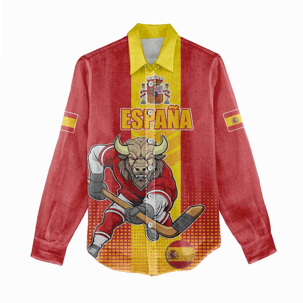Custom Spain Field Hockey Women Casual Shirt Sporty Style with Bull Mascot