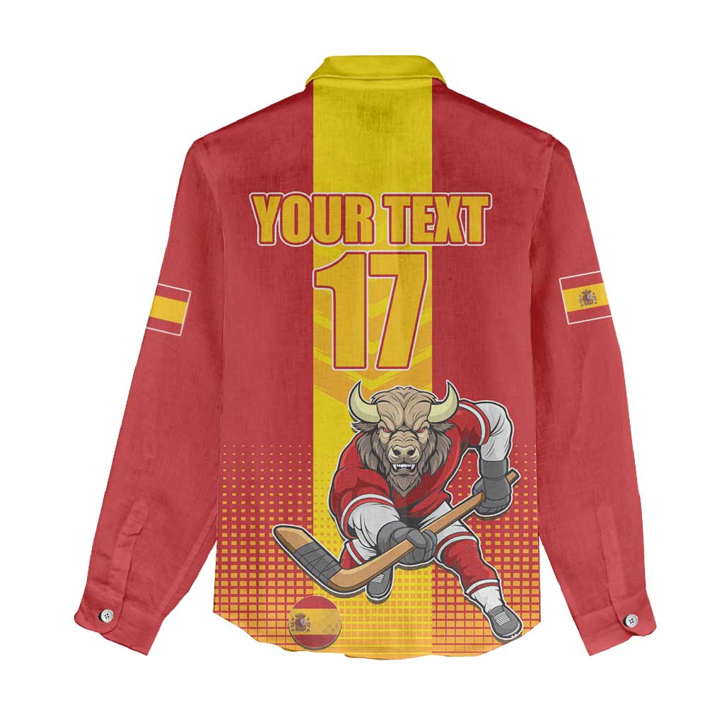 Custom Spain Field Hockey Women Casual Shirt Sporty Style with Bull Mascot